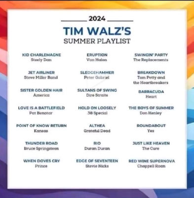 AI-generated 'Tim Walz's Summer Playlist' 2024 graphic