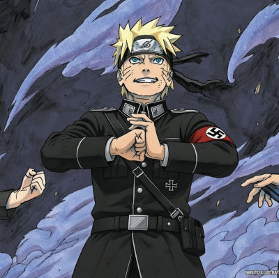 AI-generated image of Naruto Uzumaki in a militarized uniform