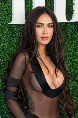 Deepfake of Megan Fox in black gown at Hollywood event