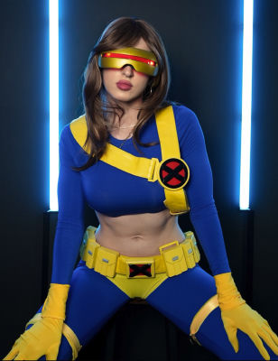 Deepfake image of a woman in Cyclops (X-Men) cosplay