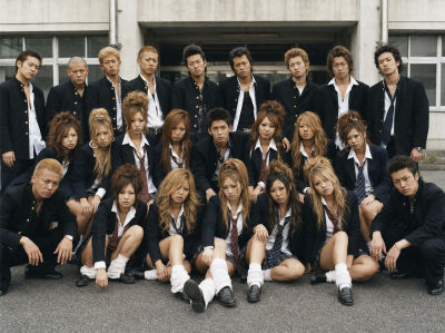 AI-generated group portrait resembling Kumi Koda and other Japanese celebrities in school uniforms