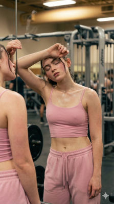 AI image detected of Sadie Sink in a gym setting