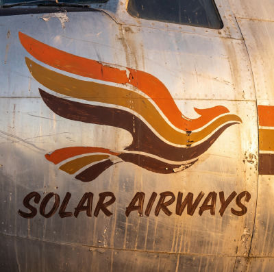 AI-generated 'Solar Airways' aircraft livery logo