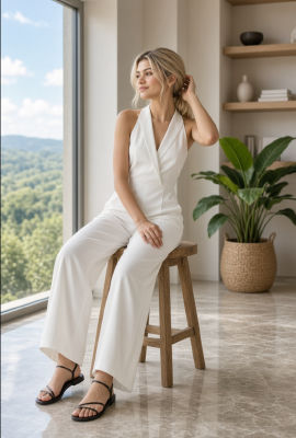 AI-generated image of Zendaya seated on a wooden stool