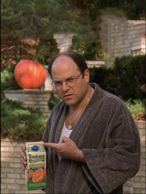 AI-generated image of Jason Alexander holding a Tropicana orange juice carton
