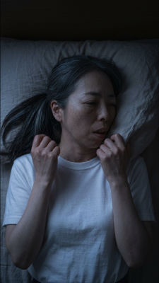 AI-generated image of an elderly woman sleeping in bed