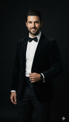 AI-generated portrait of a man in a tuxedo