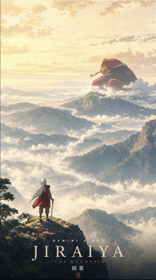 AI-generated illustration of Jiraiya and Gamabunta overlooking a mountain