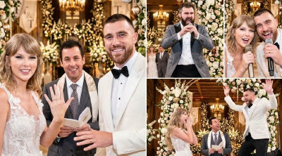 AI-generated wedding photos of Taylor Swift and Travis Kelce with Adam Sandler and Jason Kelce