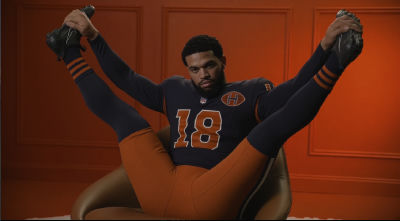 AI-generated image of Caleb Williams in Chicago Bears photoshoot