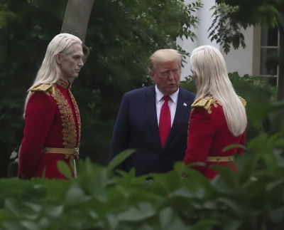 AI-generated image of Donald Trump between two Game of Thrones-style characters