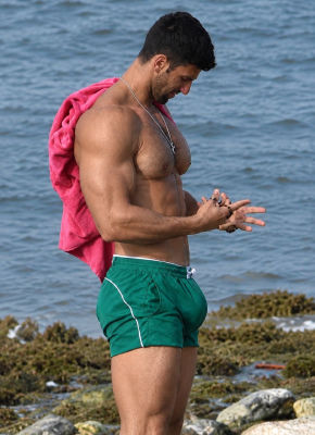 AI-generated image of Novak Djokovic on a beach