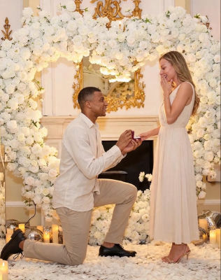 AI-generated image of Kylian Mbappé proposing to Ester Expósito