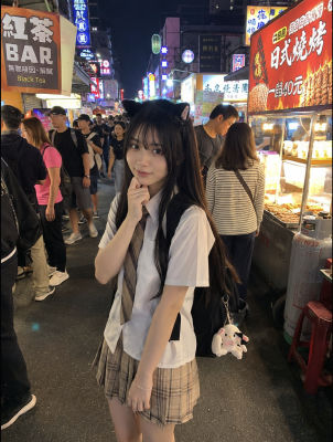 AI-generated image of a young woman at a Taiwanese night market