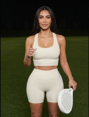 AI-generated image of Kim Kardashian holding a pickleball paddle