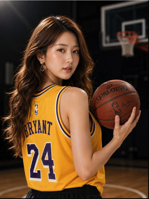 AI-generated image of a woman wearing a Kobe Bryant Lakers jersey