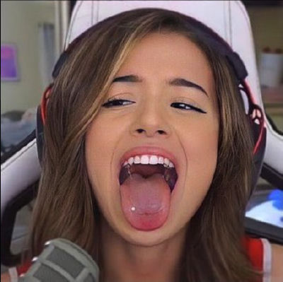 Deepfake of Pokimane sticking her tongue out in a streaming setup
