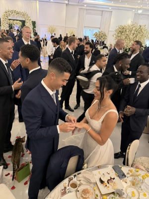 AI-generated wedding photo of Cristiano Ronaldo and Georgina Rodríguez