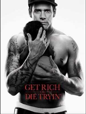 AI-generated image of Jim Carrey in the style of the 'Get Rich or Die Tryin'' movie poster