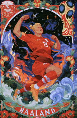 AI-generated illustration of Erling Haaland in Netherlands kit