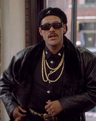 Deepfake of Jim Carrey styled in 1990s hip-hop attire