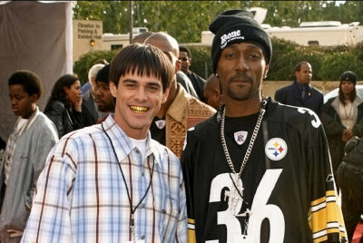 AI-generated image of Jim Carrey and Krayzie Bone at an event