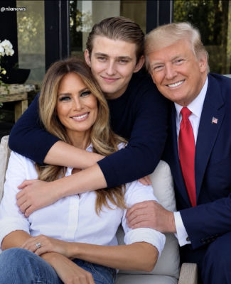 Deepfake of Melania Trump, Barron Trump, and Donald Trump posing together