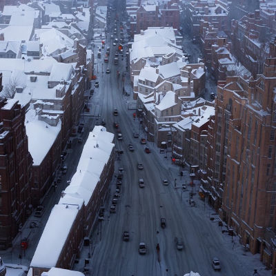 AI-generated snowy cityscape image posted as Ariana Grande