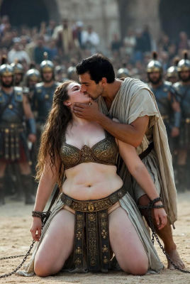 AI-generated image of two unidentified people in a historical-fantasy scene