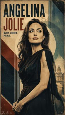 AI-generated portrait poster of Angelina Jolie