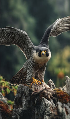 AI-generated image of a peregrine falcon with captured prey