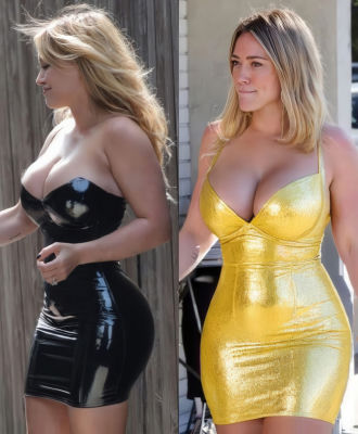 Deepfake of Hilary Duff in two styled looks
