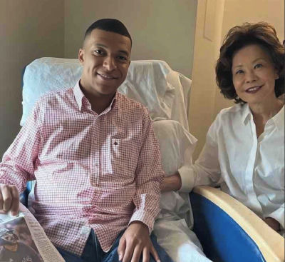 Deepfake of Kylian Mbappé and Elaine Chao in a hospital room