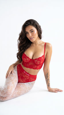 Deepfake image of Madison Beer in red lace lingerie