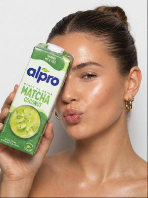 AI-generated Alpro matcha coconut drink advertisement