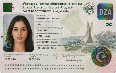 AI-generated fabricated Algerian citizenship card