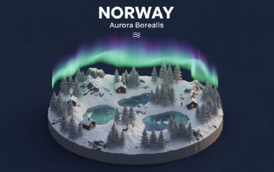 AI-generated Norway aurora borealis diorama illustration