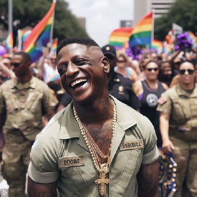 AI-generated image of Boosie Badazz at a Pride parade