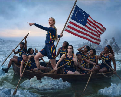 AI-generated Indiana Fever Washington Crossing the Delaware recreation