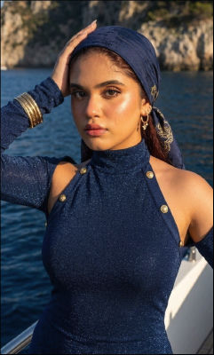 AI-generated image of an unidentified woman on a boat