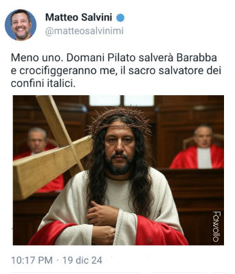AI-generated image of Matteo Salvini depicted as Jesus Christ