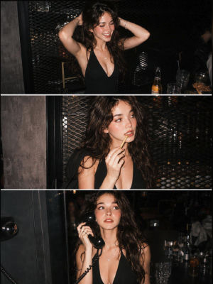 AI-generated composite image of a woman at a bar