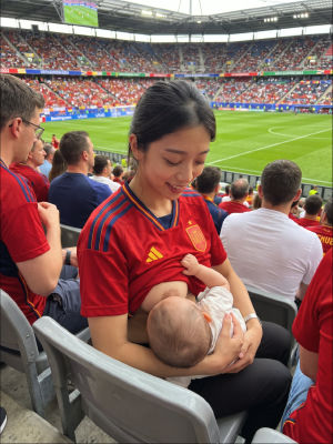 AI-generated image of woman breastfeeding at UEFA Euro 2024 in Spain jersey