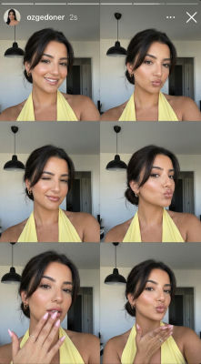 Deepfake of a woman  posted as Instagram story from 'ozgedoner' account