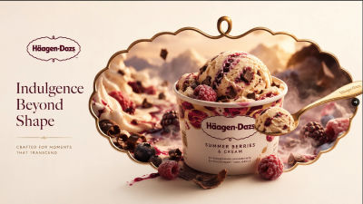 AI-generated Häagen-Dazs 'Summer Berries & Cream' editorial ad