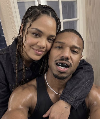 AI image detected of Michael B. Jordan and Tessa Thompson taking a selfie together