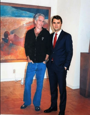 AI-generated image of Jeffrey Epstein and Charlie Kirk standing indoors