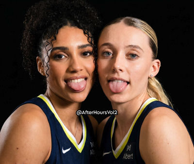 AI-generated image of Paige Bueckers and Azzi Fudd in matching basketball jerseys