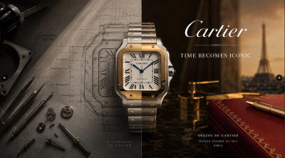AI-generated Cartier Santos de Cartier watch advertisement
