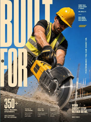 AI-generated 'BUILT FOR IT' construction worker advertisement